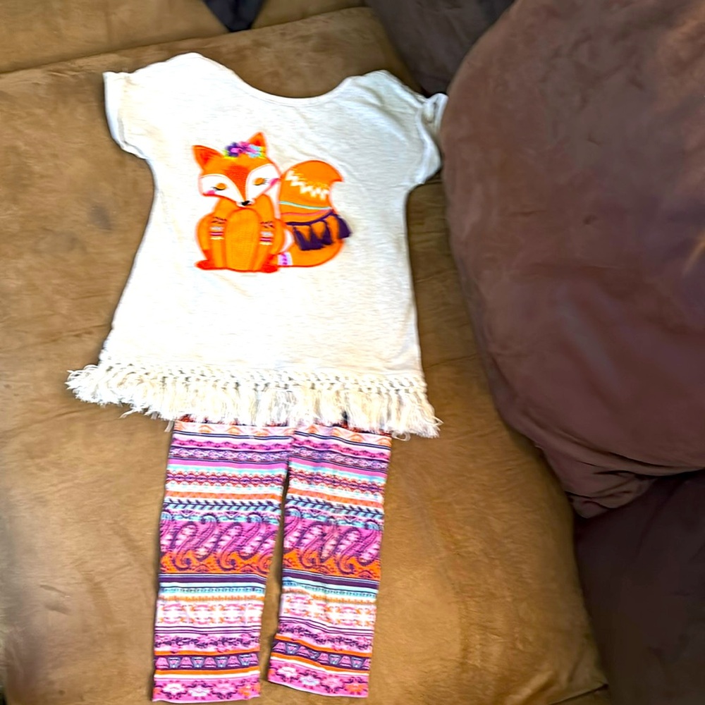 Emily Rose Gray Tee with Orange Fox Design